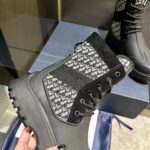 Dior Unisex CD Dior Garden Ankle Boot Beige Black Oblique Jacquard Black Rubber - Image 9