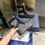 Dior Unisex CD Dior Garden Ankle Boot Beige Black Oblique Jacquard Black Rubber - Image 10