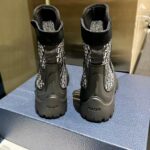 Dior Unisex CD Dior Garden Ankle Boot Beige Black Oblique Jacquard Black Rubber - Image 3