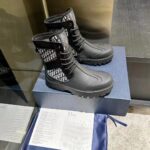 Dior Unisex CD Dior Garden Ankle Boot Beige Black Oblique Jacquard Black Rubber - Image 2