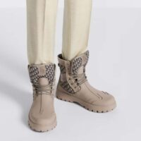 Dior Unisex CD Dior Garden Lace-Up Boot Beige Black Oblique Jacquard Brown Rubber (3)