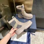 Dior Unisex CD Dior Garden Lace-Up Boot Beige Black Oblique Jacquard Brown Rubber - Bild 8