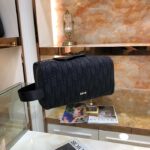 Dior Unisex CD Dior Lingot Toiletry Case Black Dior Oblique Jacquard Grained Calfskin – Image 3