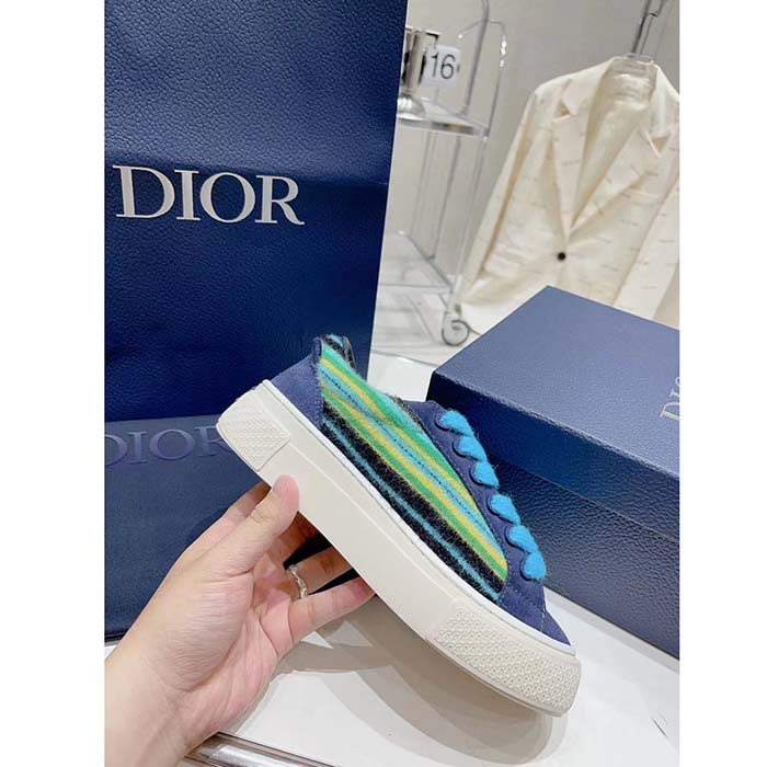 Dior Unisex CD Dior Tears B33 Sneaker Blue Multicolor Mohair Navy Blue Suede (10)