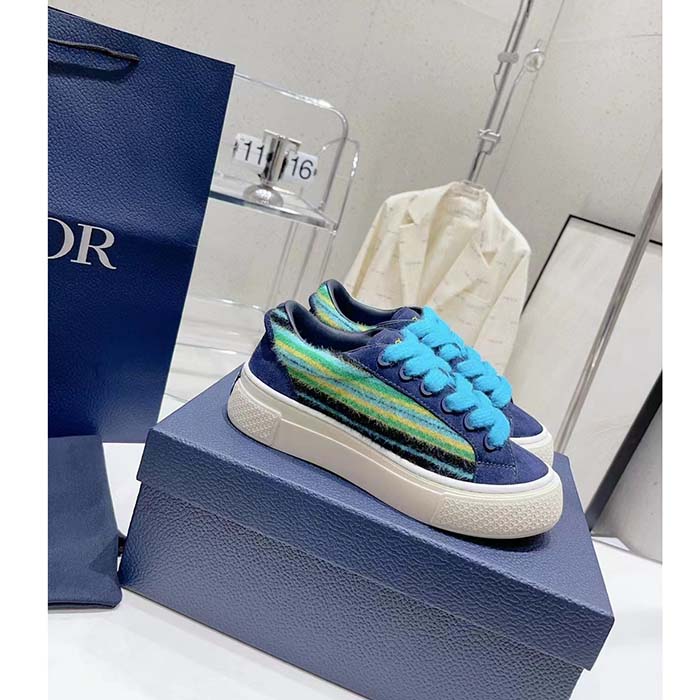 Dior Unisex CD Dior Tears B33 Sneaker Blue Multicolor Mohair Navy Blue Suede (2)