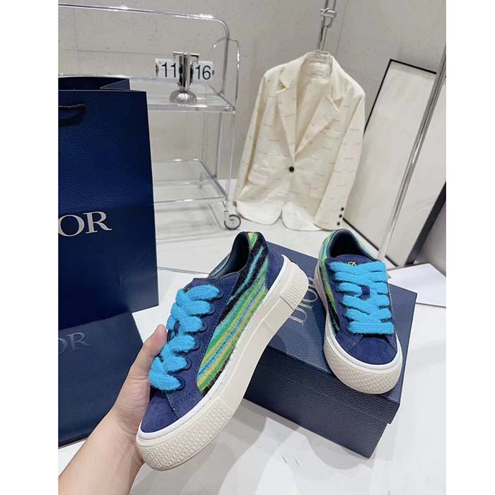 Dior Unisex CD Dior Tears B33 Sneaker Blue Multicolor Mohair Navy Blue Suede (7)