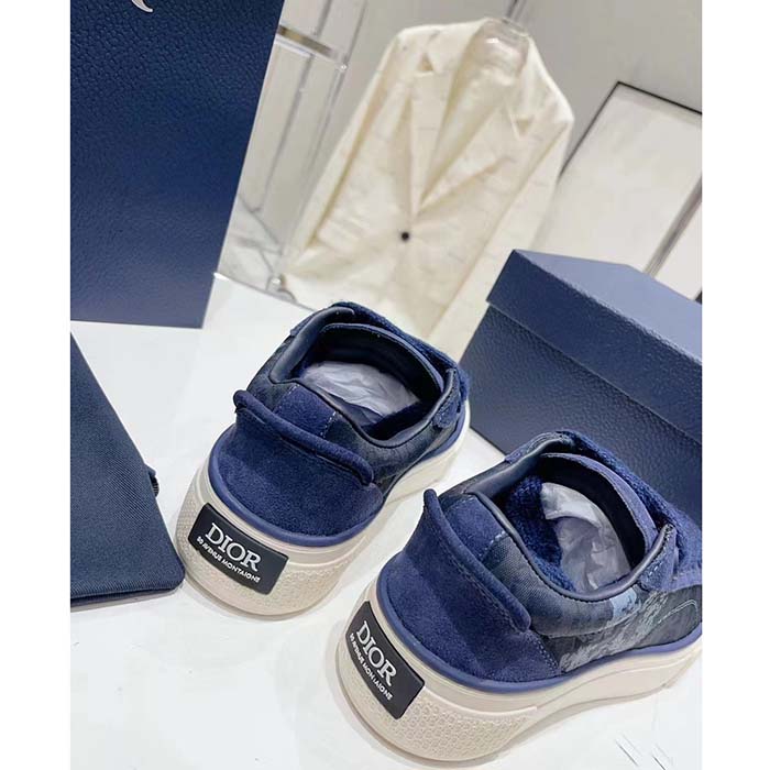 Dior Unisex CD Dior Tears B33 Sneaker Blue Oblique Denim Peace Sign Navy Blue Suede (12)