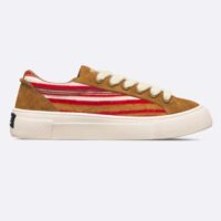 Dior Unisex CD Dior Tears B33 Sneaker Red Multicolor Mohair Brown Suede (4)