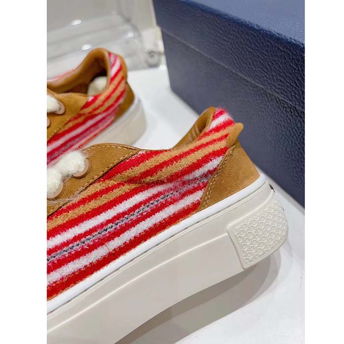 Dior Unisex CD Dior Tears B33 Sneaker Red Multicolor Mohair Brown Suede (6)
