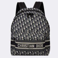 Dior Unisex CD DiorTravel Backpack Blue Dior Oblique Jacquard (9)