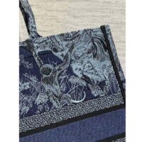 Dior Unisex CD Medium Book Tote Denim Blue Toile De Jouy Embroidery (7)