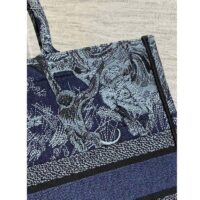 Dior Unisex CD Medium Book Tote Denim Blue Toile De Jouy Embroidery (7)