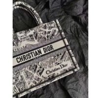 Dior Unisex CD Medium Book Tote White Black Plan De Paris Embroidery (5)
