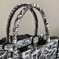 Dior Unisex CD Medium Book Tote White Black Plan De Paris Embroidery (5)