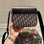 Dior Unisex CD Messenger Bag Blue Calfskin Dior Oblique Canvas – Image 5