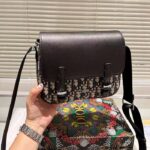 Dior Unisex CD Messenger Bag Blue Calfskin Dior Oblique Canvas – Image 4