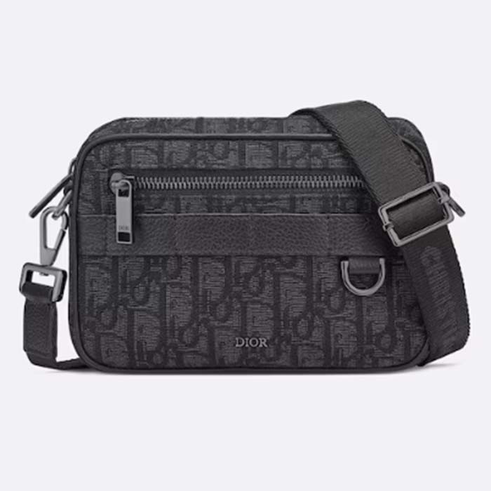 Dior Unisex CD Mini Safari Bag Strap Black Dior Oblique Jacquard