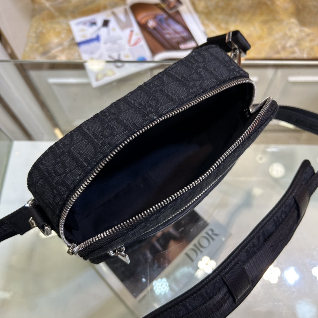 Dior Unisex CD Mini Safari Bag Strap Black Dior Oblique Jacquard (10)