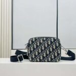 Dior Unisex CD Pouch Strap Beige Black Dior Oblique Jacquard Double Zipped Pocket - immagine 2