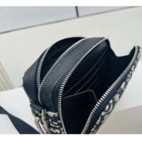 Dior Unisex CD Pouch Strap Beige Black Dior Oblique Jacquard Double Zipped Pocket (5)