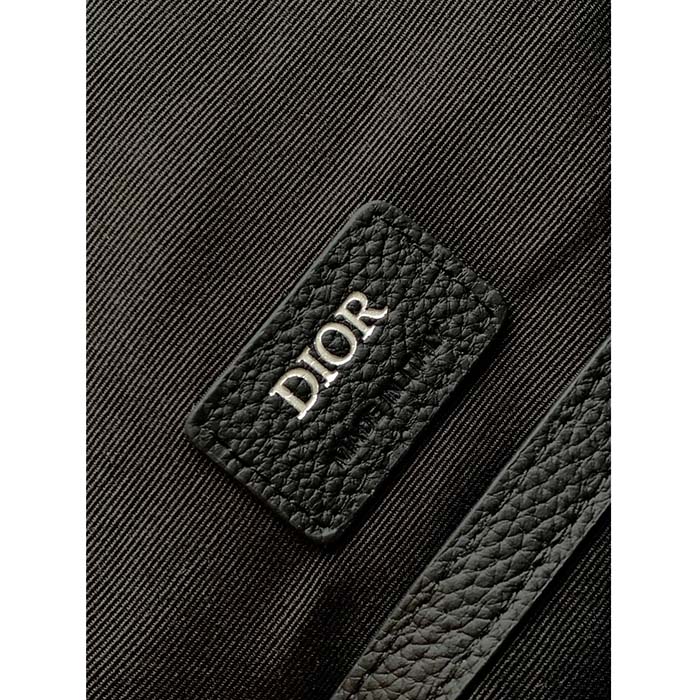 Dior Unisex CD Saddle Backpack Beige Black Dior Oblique Jacquard Black Grained Calfskin (11)