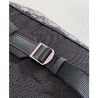 Dior Unisex CD Saddle Backpack Beige Black Dior Oblique Jacquard Black Grained Calfskin (1)