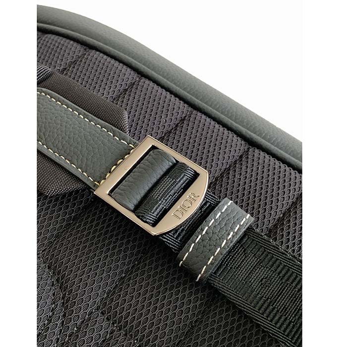 Dior Unisex CD Saddle Backpack Black Grained Calfskin Leather Top Handle (8)