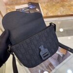 Dior Unisex CD Saddle Pouch Strap Black Grained Calfskin Embossed Dior Signature – Image 9