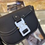 Dior Unisex CD Saddle Pouch Strap Black Grained Calfskin Embossed Dior Signature – Image 8