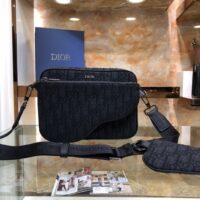 Dior Unisex CD Saddle Triple Pouch Black Dior Oblique Jacquard (1)