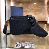 Dior Unisex CD Saddle Triple Pouch Black Dior Oblique Jacquard (1)