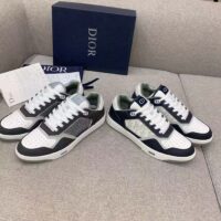 Dior Unisex Shoes CD B27 Low-Top Sneaker Deep Blue White Smooth Calfskin Oblique Galaxy Leather