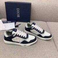 Dior Unisex Shoes CD B27 Low-Top Sneaker Deep Blue White Smooth Calfskin Oblique Galaxy Leather