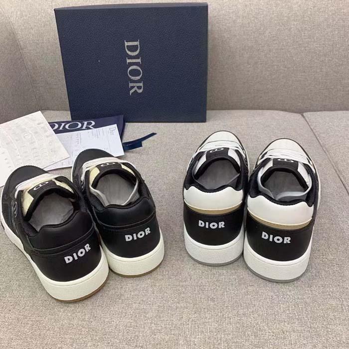 Dior Unisex Shoes CD B27 Low-Top Sneaker Black Smooth Calfskin Beige Black Oblique Jacquard (8)