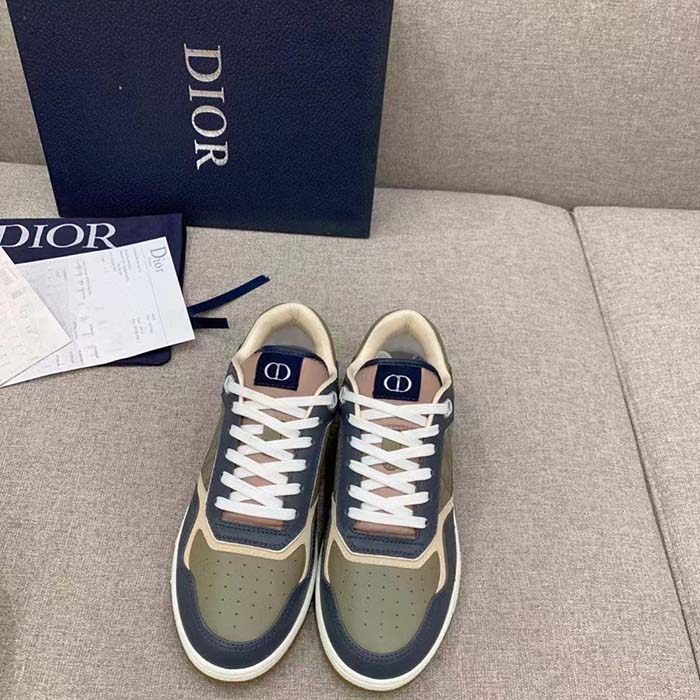 Dior Unisex Shoes CD B27 Low-Top Sneaker Brown Deep Gray Smooth Calfskin Oblique Galaxy Leather (2)