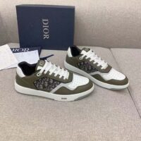 Dior Unisex Shoes CD B27 Low-Top Sneaker Olive Cream Smooth Calfskin Beige Black Oblique Jacquard (7)