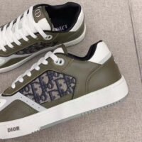 Dior Unisex Shoes CD B27 Low-Top Sneaker Olive Cream Smooth Calfskin Beige Black Oblique Jacquard (7)