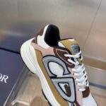 Dior Unisex Shoes CD B30 Sneaker Gray Mesh Brown Orange Beige Technical Fabric - Imagen 10