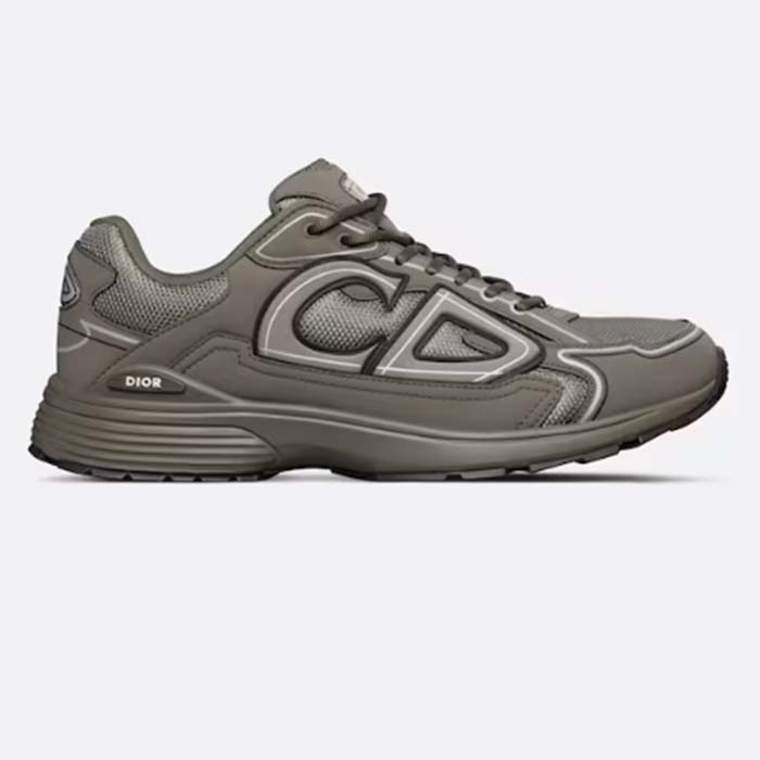 Dior Unisex Shoes CD B30 Sneaker Olive Mesh Technical Fabric