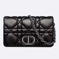 Dior Women CD Dior Caro Macrocannage Mini Bag Black Quilted Macrocannage Calfskin (6)