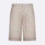 Dior Women CD Dior Oblique Bermuda Shorts Beige Silk Twill
