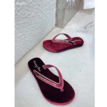 Dior Women CD Diorsea Thong Sandal Scarlet Red Velvet Gold-Tone 3 CM Heel - Bild 5