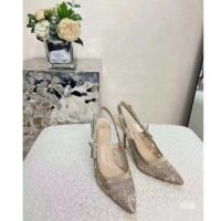 Dior Women CD J’Adior Slingback Pump Transparent Mesh Embroidered Gold-Tone D-Lace Macramé (1)