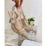 Dior Women CD J'Adior Slingback Pump Transparent Mesh Embroidered Gold-Tone D-Lace Macramé - immagine 8