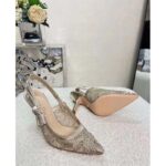 Dior Women CD J'Adior Slingback Pump Transparent Mesh Embroidered Gold-Tone D-Lace Macramé - immagine 6