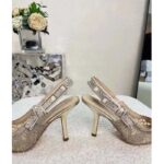 Dior Women CD J'Adior Slingback Pump Transparent Mesh Embroidered Gold-Tone D-Lace Macramé - immagine 9