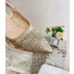 Dior Women CD J'Adior Slingback Pump Transparent Mesh Embroidered Gold-Tone D-Lace Macramé - immagine 10