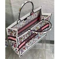 Dior Women CD Large Book Tote White Multicolor Florilegio Embroidery (8)