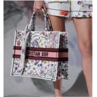 Dior Women CD Large Book Tote White Multicolor Florilegio Embroidery (8)