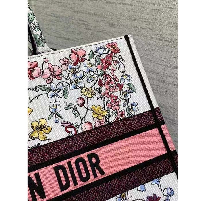Dior Women CD Large Book Tote White Multicolor Florilegio Embroidery (5)